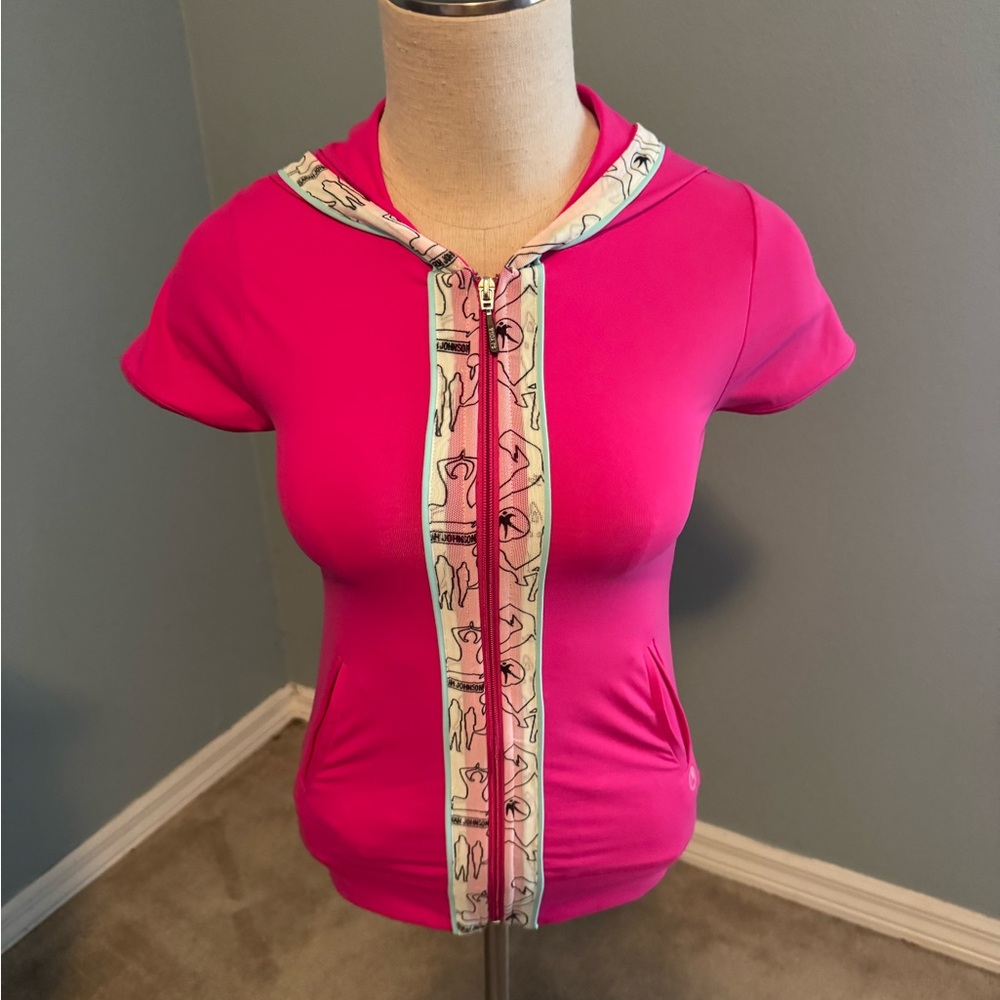 Sarah Johnson Yoga Short Sleeve Hoodie Top